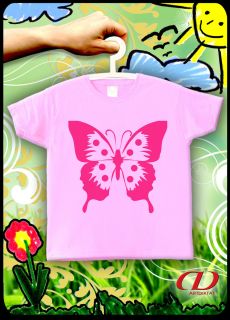 Kinder T Shirt 92 164 Neon Pink Butterfly Schmetterling Fun Sun Ostsee