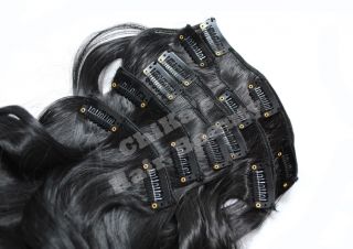 Clip IN Hair Extensions Schwarz #1B Gewellt 65cm XXLset