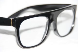 Nerd Brille Super Hippe Flattop Klarglas Brille Damen + Herren schwarz