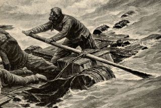 In höchster Not auf See Wrack Seenot von A. Morlon 1893 ORIGINAL
