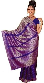 Bollywood Sari Kleid dark Lila CA107 Bekleidung