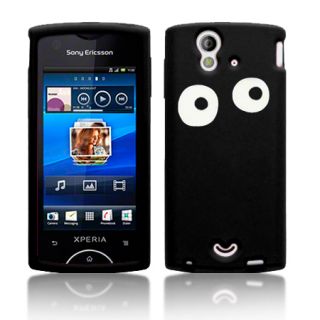 Eyes Lasred Silicone Case For Sony Ericsson Xperia Ray / Black & Film
