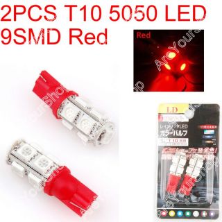 Car LED T10 194 W5W 5050 Wedge Light Bulb Lamp 9SMD Red