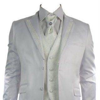 Herrenanzug Glänzend Weiß Creme Hochzeit Party Muster Hose Jacke