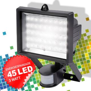 LED Flutlicht + Bewegungsmelder 45 LED 3 Watt Strahler Fluter VARO NEU