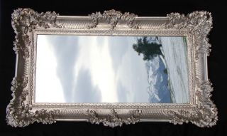 Wandspiegel Barock Großer Spiegel Silber hochglanz 97x57 Bilderrahmen