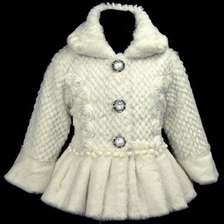 i216 Elfenbein Sahne Faux Fur fallen Winter Jacke Mädchen Coat