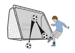 Fußballtor mit Rebound u. Netz, 213 x 152 cm, 32mm Rohr Hudora