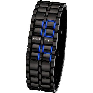 APUS Zeta Black Blue LED Uhr für Ihn Design Highlight