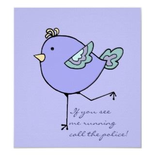 Love Running with Cute Cartoon Chick, Bird custom Poster