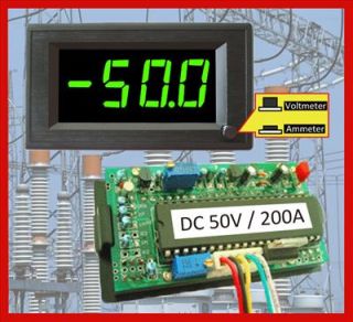 50V 200A DC Green LED Digital Solar Panel Amp Volt Combo Meter Power 6