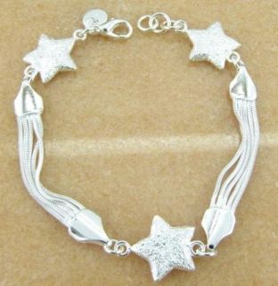 Silberkette 925 1 tlg Halskette mit Sternen Anhängern   #241 Pl.