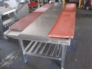 Edelstahl Ausbeintisch, Zerlegetisch, Tisch mit Bretter 240x100 cm
