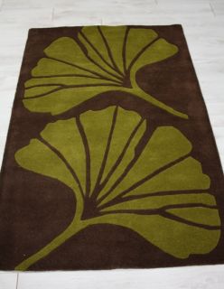 Teppich, Schurwolle, Qualität, handtuft, blatt, braun grün 60x90cm