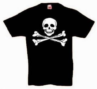 Piraten Knochen Kinder Fun T Shirt Schwarz Bekleidung