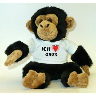 Plüschtier Affe / Schimpanse mit Ich Liebe Onur T Shirt 