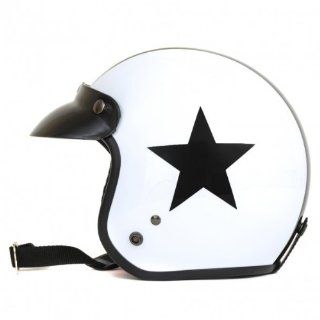 Helm ähnlich wie retro Vespa Helm (weiß mit schwarzem Stern)