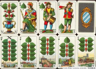 Spielkarten, Kartenspiel bayrisches Einfachbild ASS, Nr.245, Wappen Rs