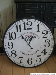 XL Landhaus Wanduhr Uhr Holz Shabby Chic Old Town  60 cm Toll