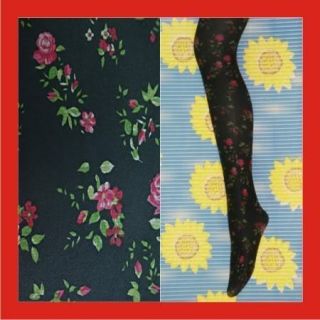 New Women Floral Black Opaque Tights Pantyhose f266
