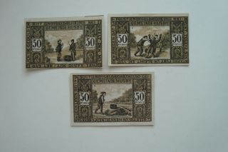 154) Notgeld Husby in Angeln 3x 50 Pfennig 1921