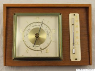 Wetter Barometer Hygrometer Thermometer Gischard Holz Messing 60er