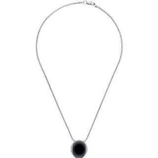 Calvin Klein Jewelry Damen Halskette Edelstahl schwarzes Katzenauge