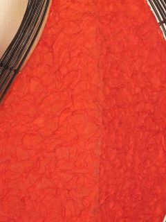 Tischleuchte in Blattform, Papier, Binsen, Rot, 65cm