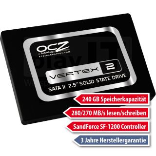 SSD OCZ Vertex 2 240GB OCZSSD2 2VTXE240G 280MB lesen 270MB schreiben