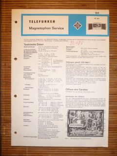 Service Manual für Telefunken M 291,ORIGINAL