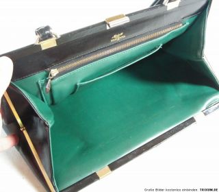 Vintage Tasche Goldpfeil Schwarz Leder Lady Bag VTG