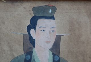 SD C 68 CHINA großes Wandbild Porträt Mandarin Gemälde Malerei auf
