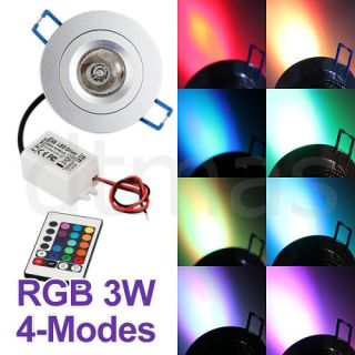 1x3W LED Einbaustrahler Einbauleuchte Birne RGB + Fernbeduenung