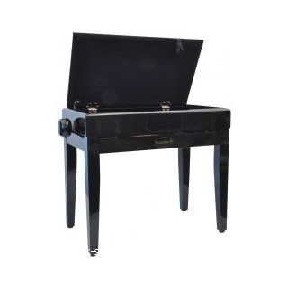 Steinbach Klavierbank mit Notenfach in Schwarz poliert mit schwarzem