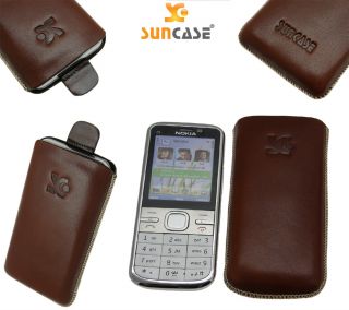 Original SunCase Leder Etui Tasche Hülle f. Nokia C5 00