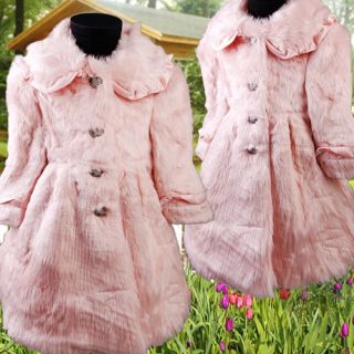 R303 New Pink Faux Fur Winter Warm Mantel für Kinder Mädchen Partei