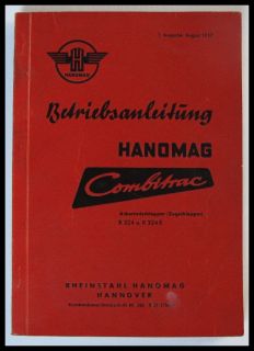 Hanomag Betriebsanleitung Combitrac R324 & R324E 1957