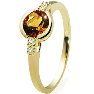 Goldmaid Damen Ring 585 Gelbgold 4 Diamanten 1 Citrin 0,02ct Gr. 54 Fa