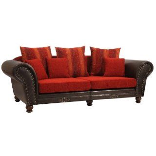 Big Sofa Carmen, XXL Sofa, kolonial, Mediterane Optik, Chenille rot