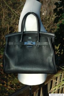 Klassische Hermès Paris Birkin Bag Modell Togo Leder Schwarz