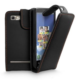 Black Flip Leather Case Cover For Motorola Motoluxe + Screen Protector