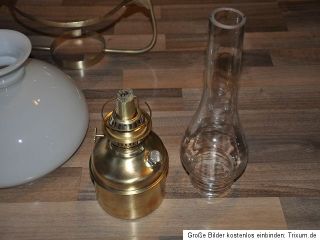 wunderschöne alte Petroleumlampe Deckenlampe Messing 2 Glaszylinder