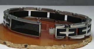 Edelstahl Armband Herren Kreuz Kette Karbon 13mm/59g massiv schwarz