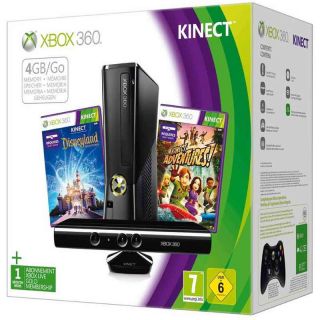 Microsoft XBox 360 Slim Konsole 4GB Wi Fi Kinect Adventures Kinect