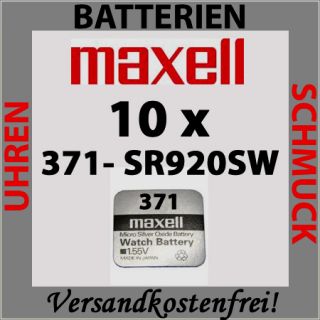 10x Maxell Uhren Batterie Knopfzelle 371/SR920SW Blister