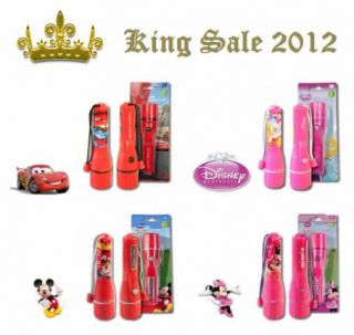 DISNEY LED KINDER TASCHENLAMPE CARS PRINCESS MINNIE MOUSE MICKEY MOUSE