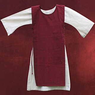 LARP Kinder Mittelalter Kleid mit Uberkleid weiss rot 95 cm seitliche