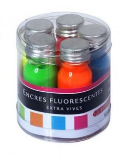 Tinte Neon Fluoreszierende Tinte 5 Flakons