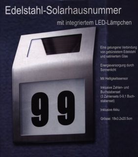 Edelstahl Solarhausnummer LED neues Modell Hausnummer beleuchtet Haus