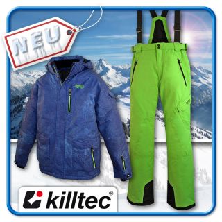 Skianzug Skijacke Skihose Jungen Blau/Neongrün Gr. 128